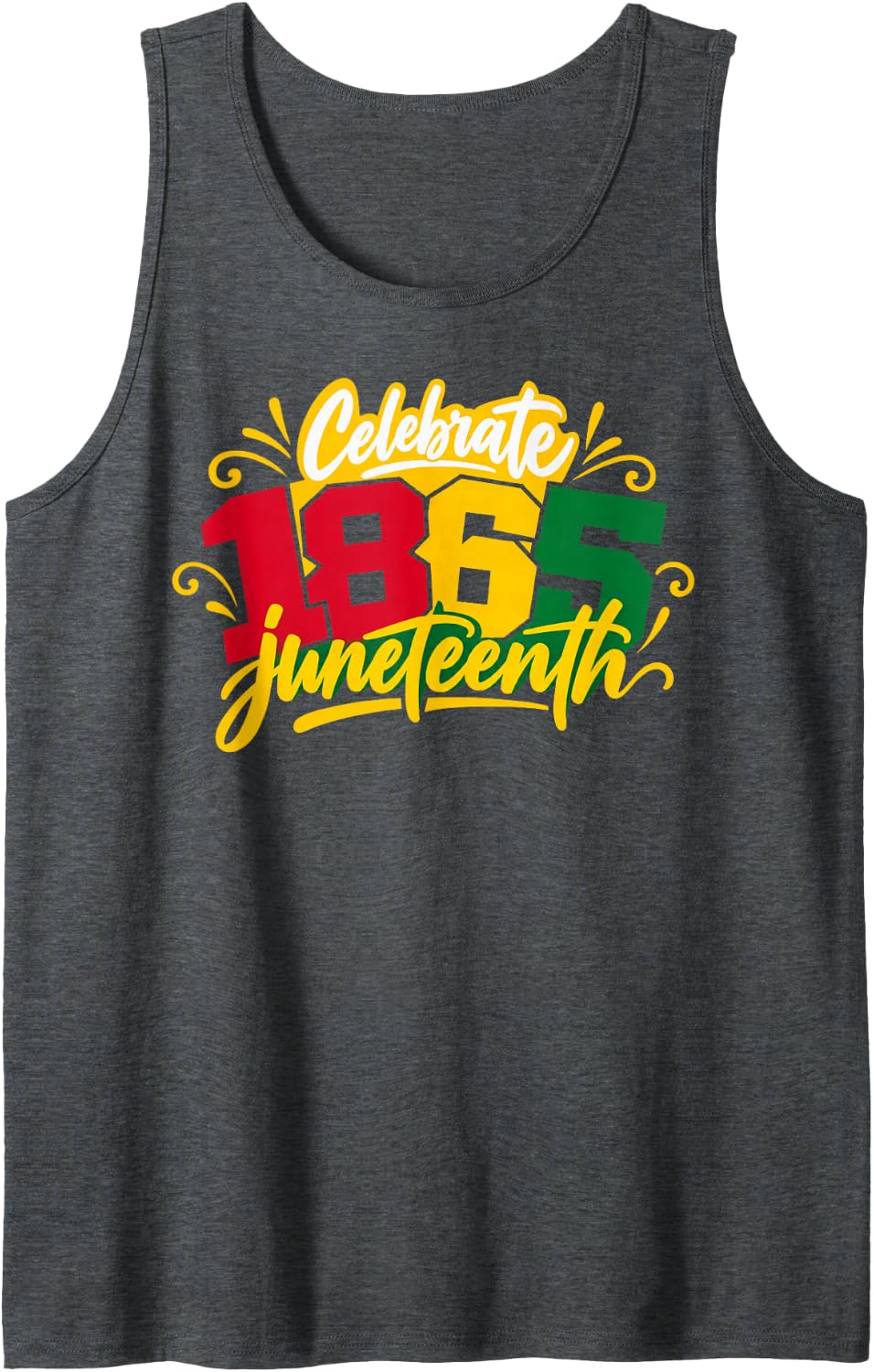Juneteenth 1865 Celebrate Freedom Slab Numerals Sleeveless Tank Top - Dark Heather Grey
