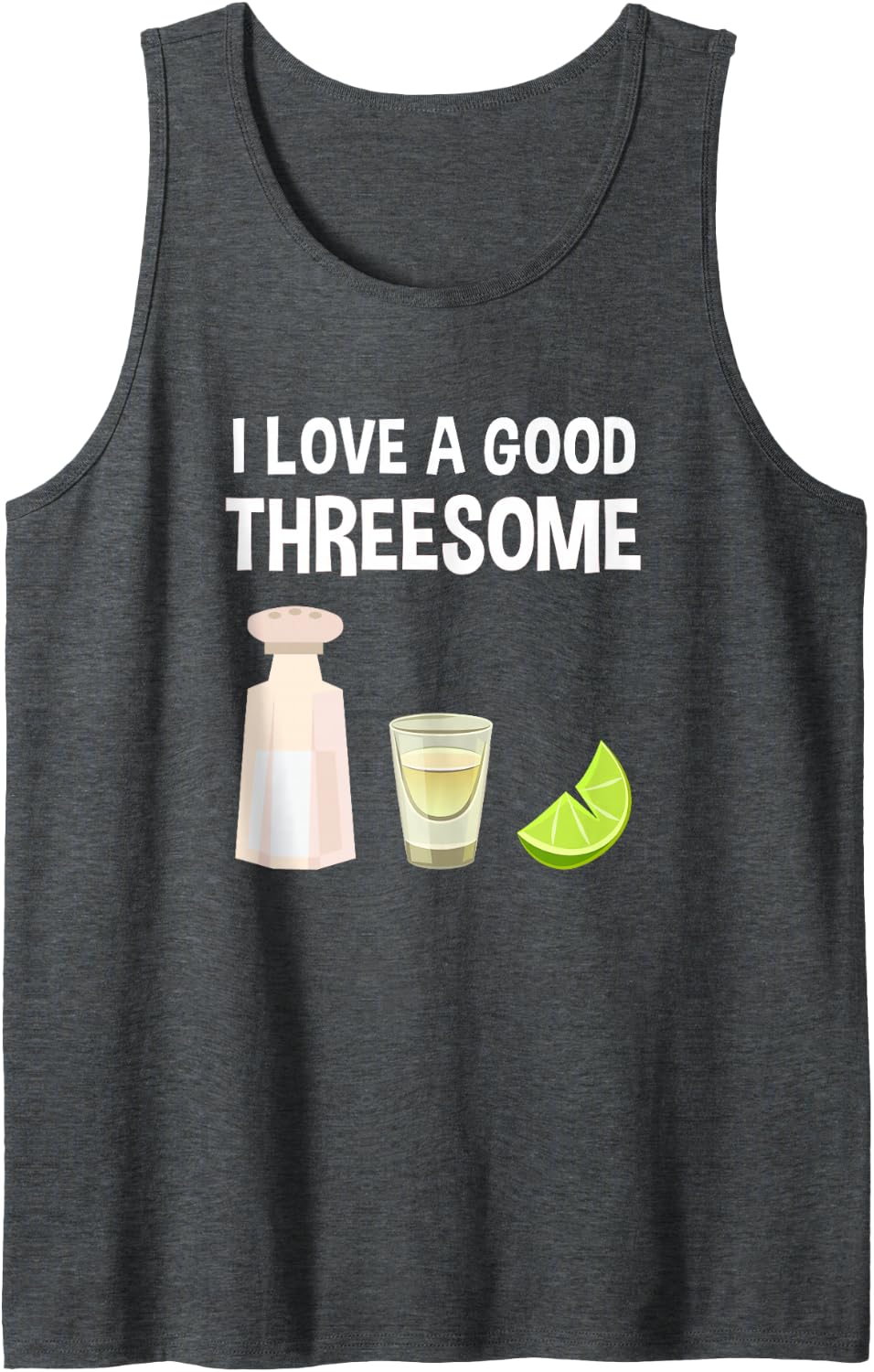 Salt Lime Tequila Threesome Bartender Bar Drink Tank Top - Dark Heather Grey