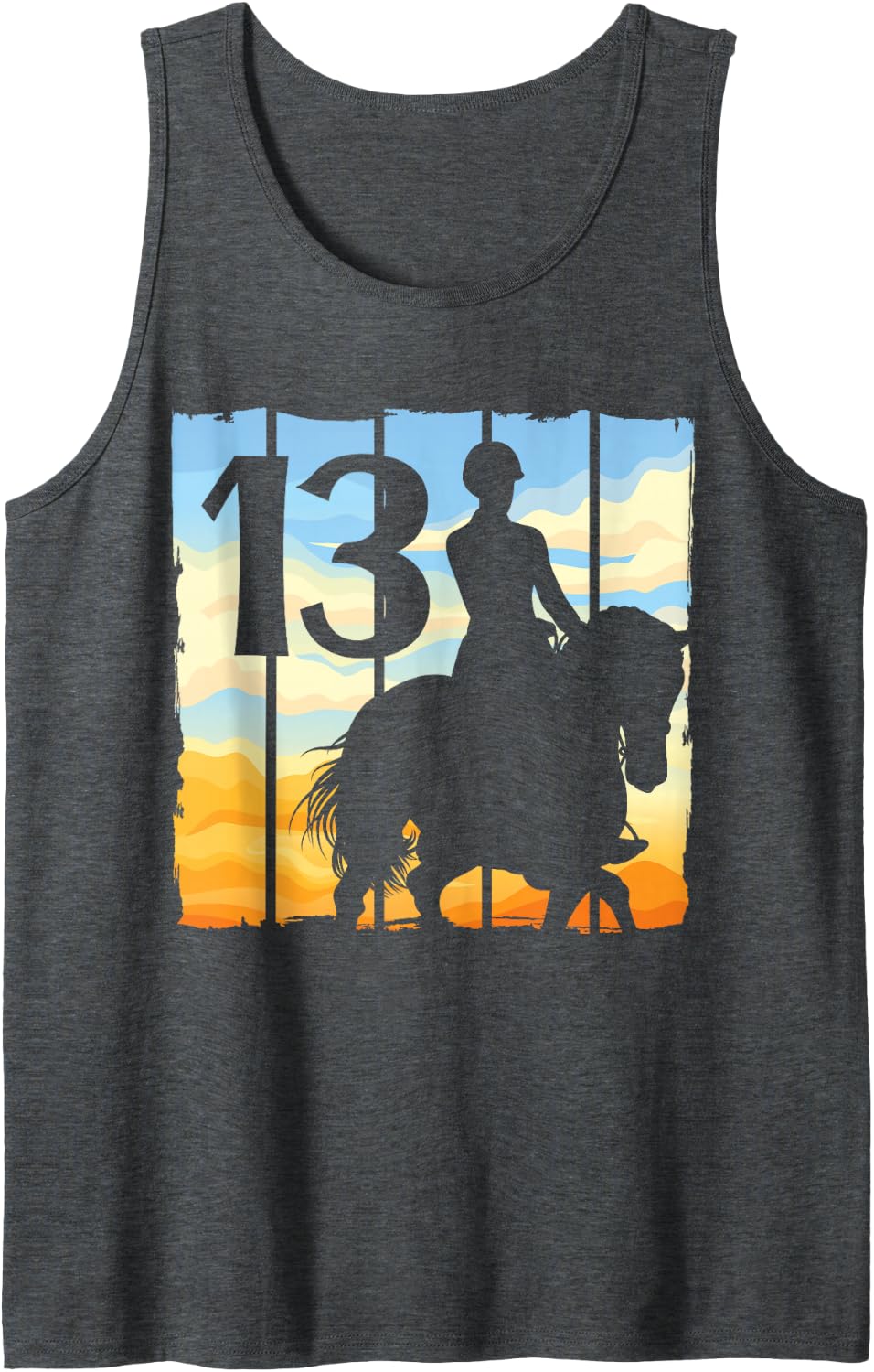 13th Birthday Horse Rider Horse Lover 13 Years Old Girl Sleeveless Tank Top - Dark Heather Grey