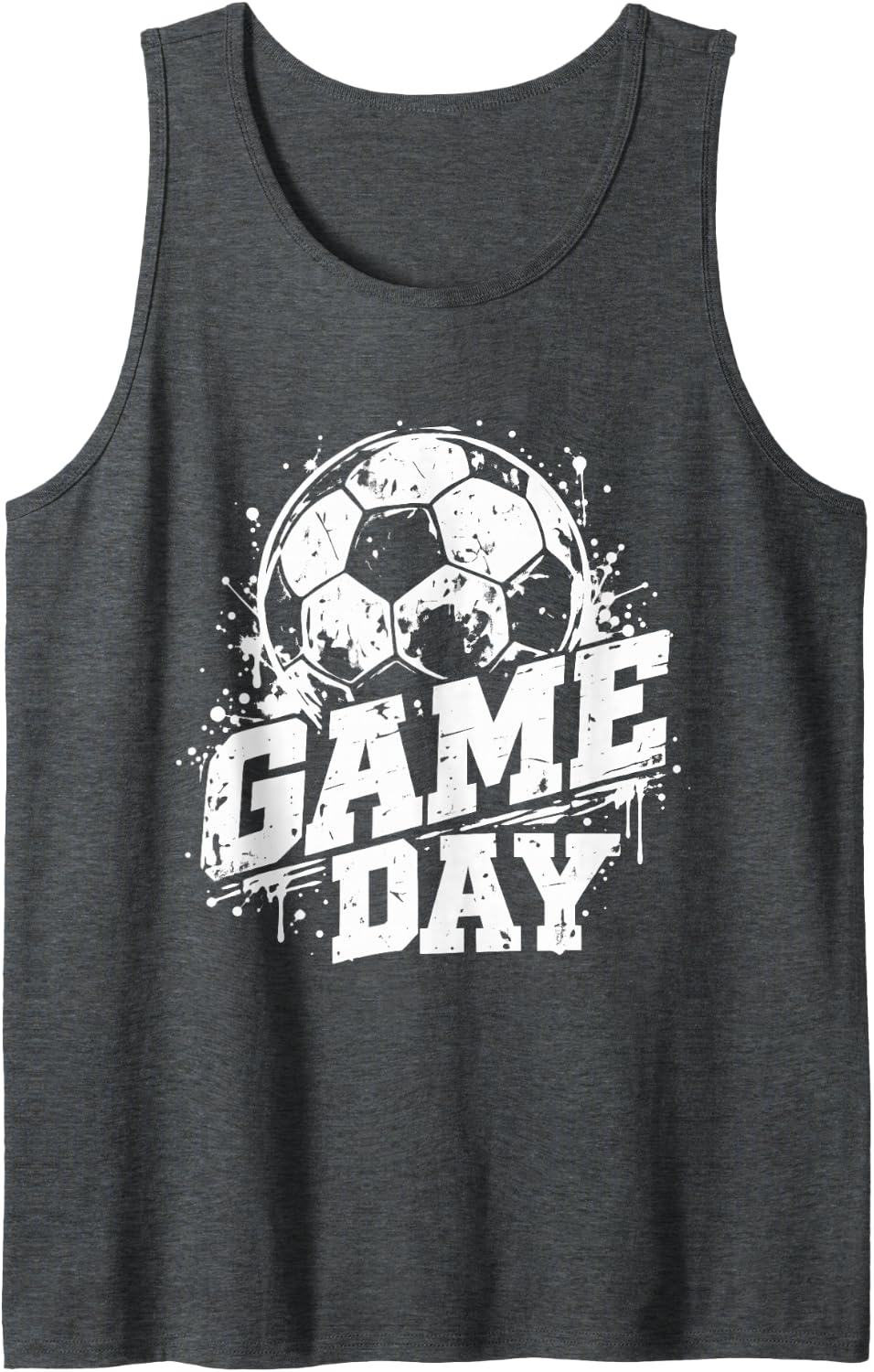Soccer Game Day Grunge Soccer Ball Sports Fan Sleeveless Tank Top - Dark Heather Grey