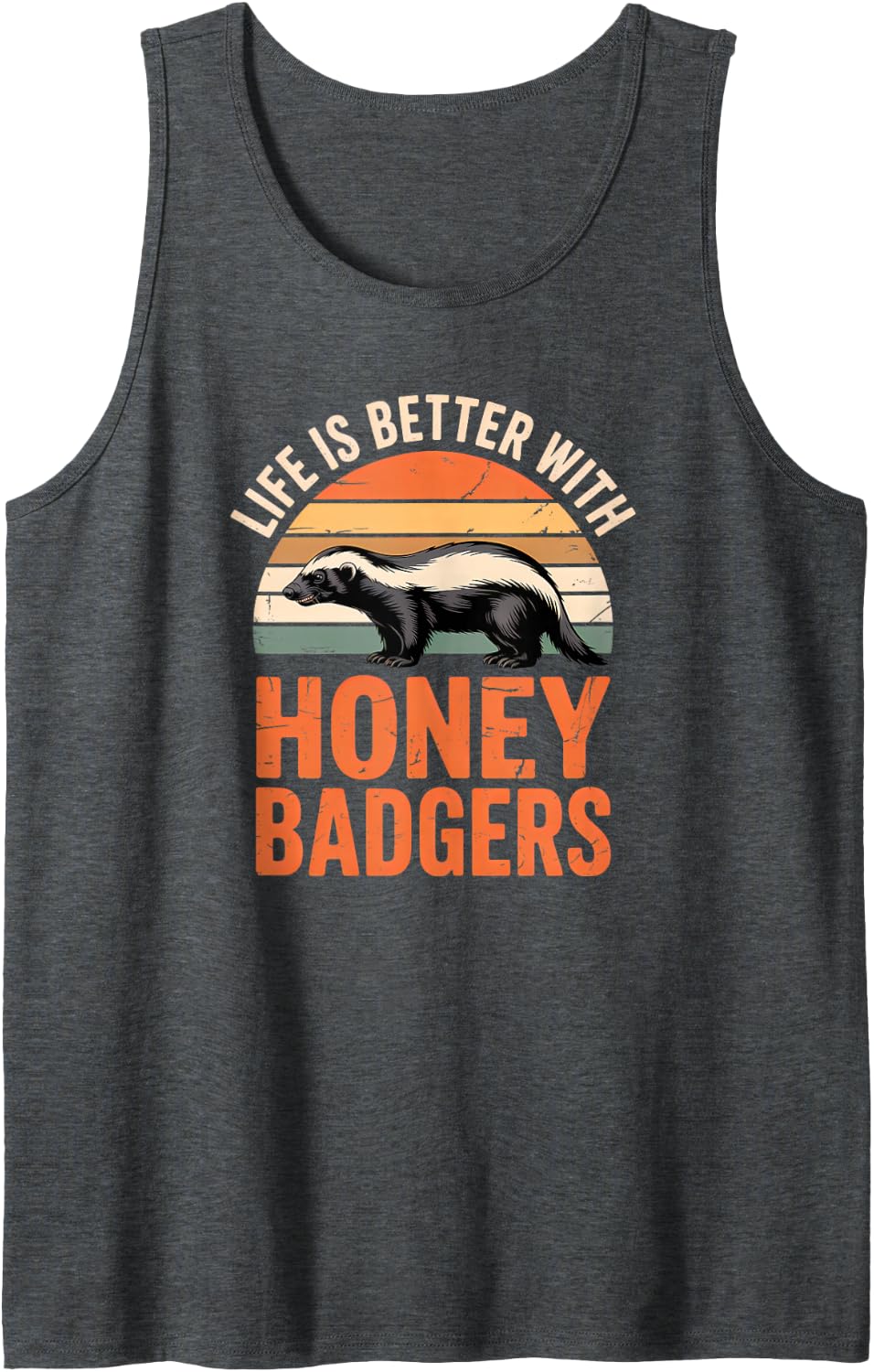 Honey Badger Sleeveless Tank Top - Dark Heather Grey