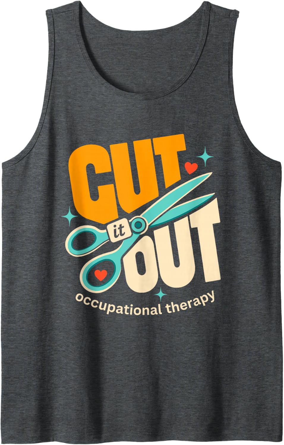 Cut It Out Occupational Therapy OT Scissors Tank Top - Dark Heather Grey