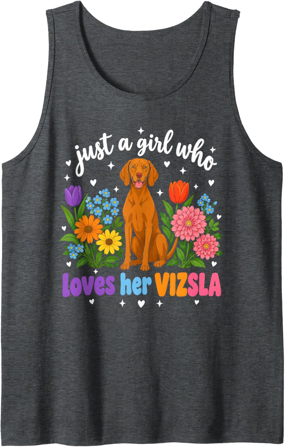 Just A Girl Who Loves Her Vizsla Dog Lover Sleeveless Tank Top - Dark Heather Grey