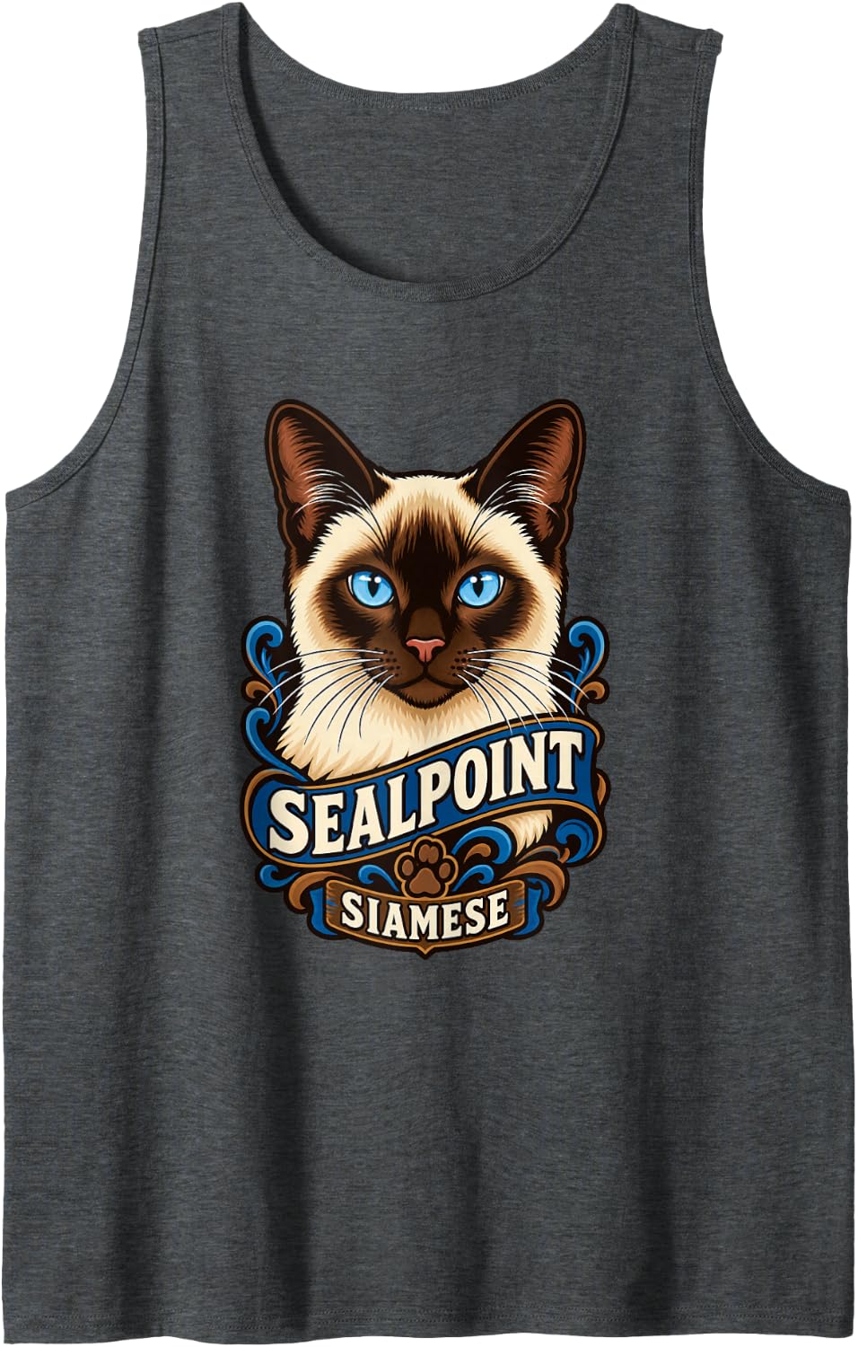 Seal Point Siamese Cat Meezer Blue Eyes Kitty Lover Gift Sleeveless Tank Top - Dark Heather Grey