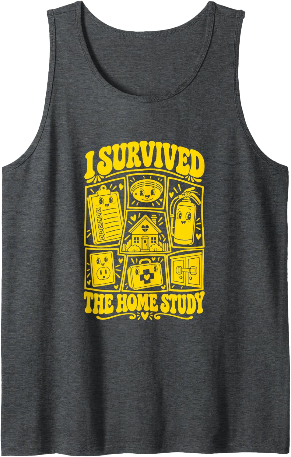 I Survived The Home Study Funny Foster Parent Adoption Sleeveless Tank Top - Dark Heather Grey