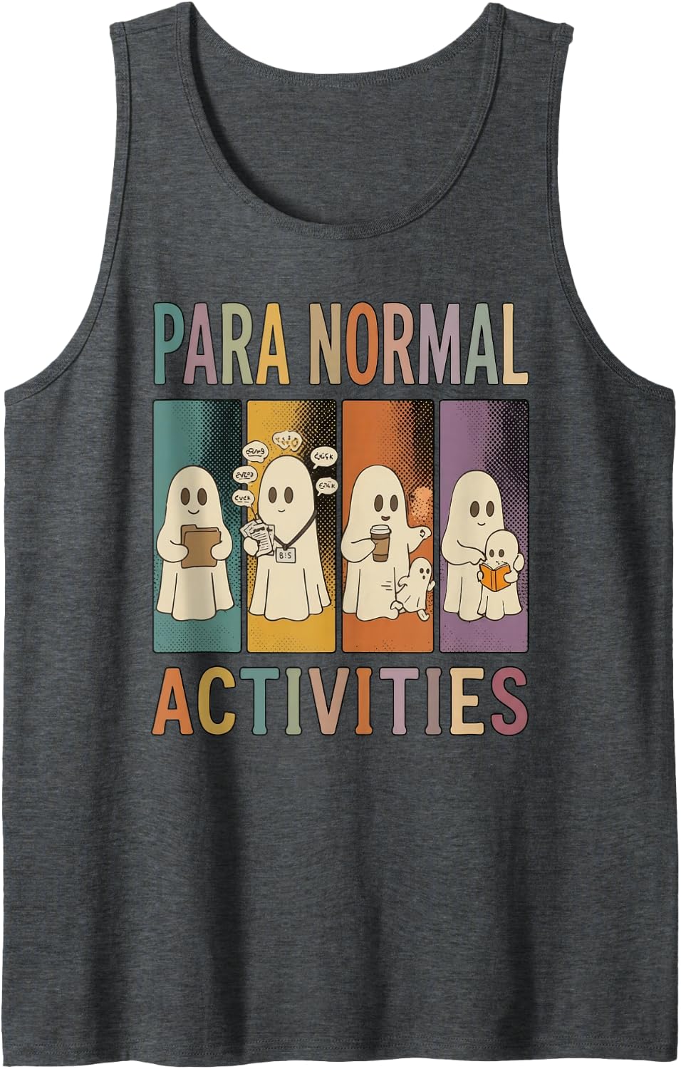 para Normal Activities SPED Teachers Ghost Graphic Sleeveless Tank Top - Dark Heather Grey