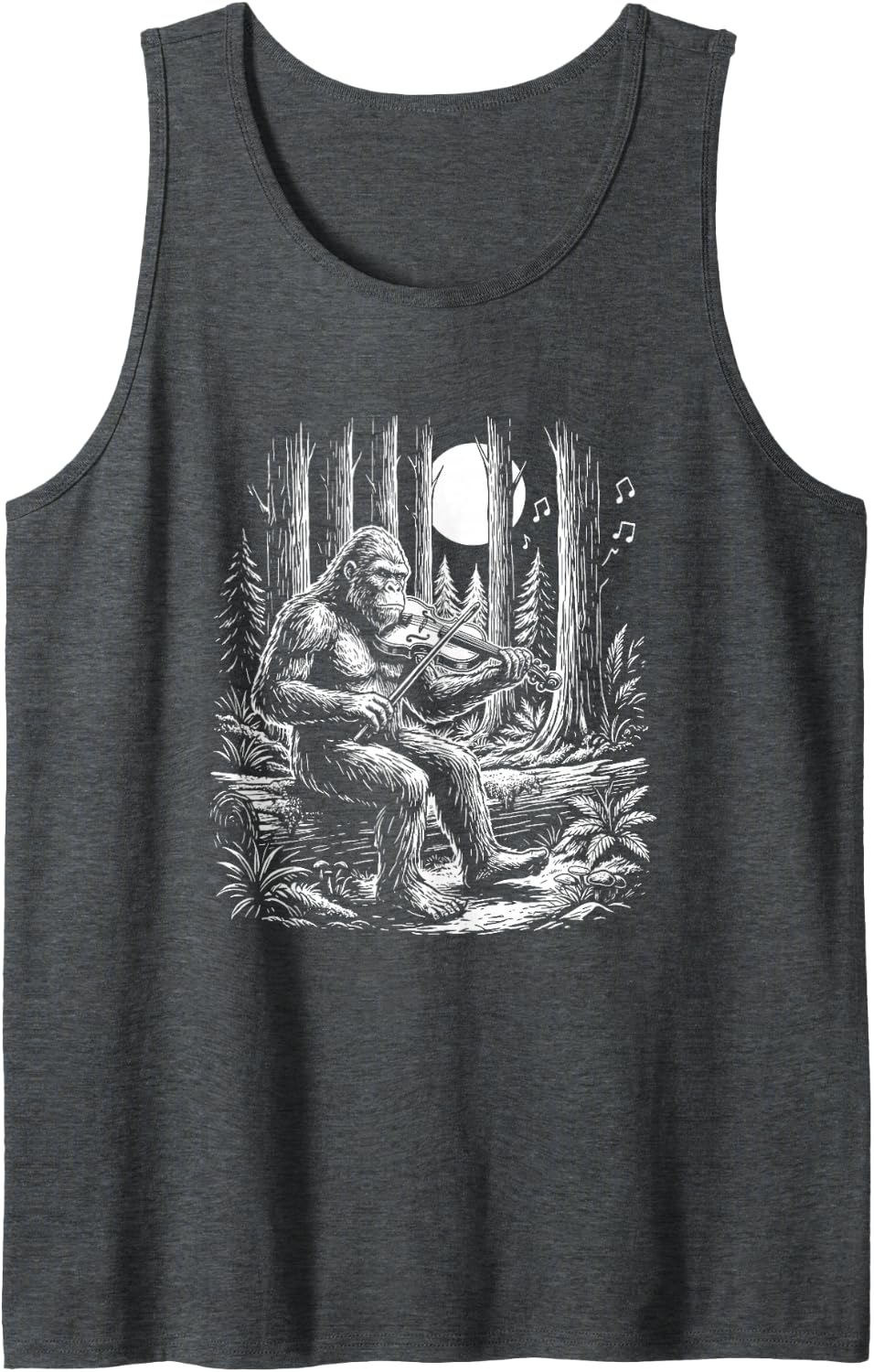 Fiddle Player Bigfoot Violinist Sasquatch Old Time Fiddler Sleeveless Tank Top - Dark Heather Grey