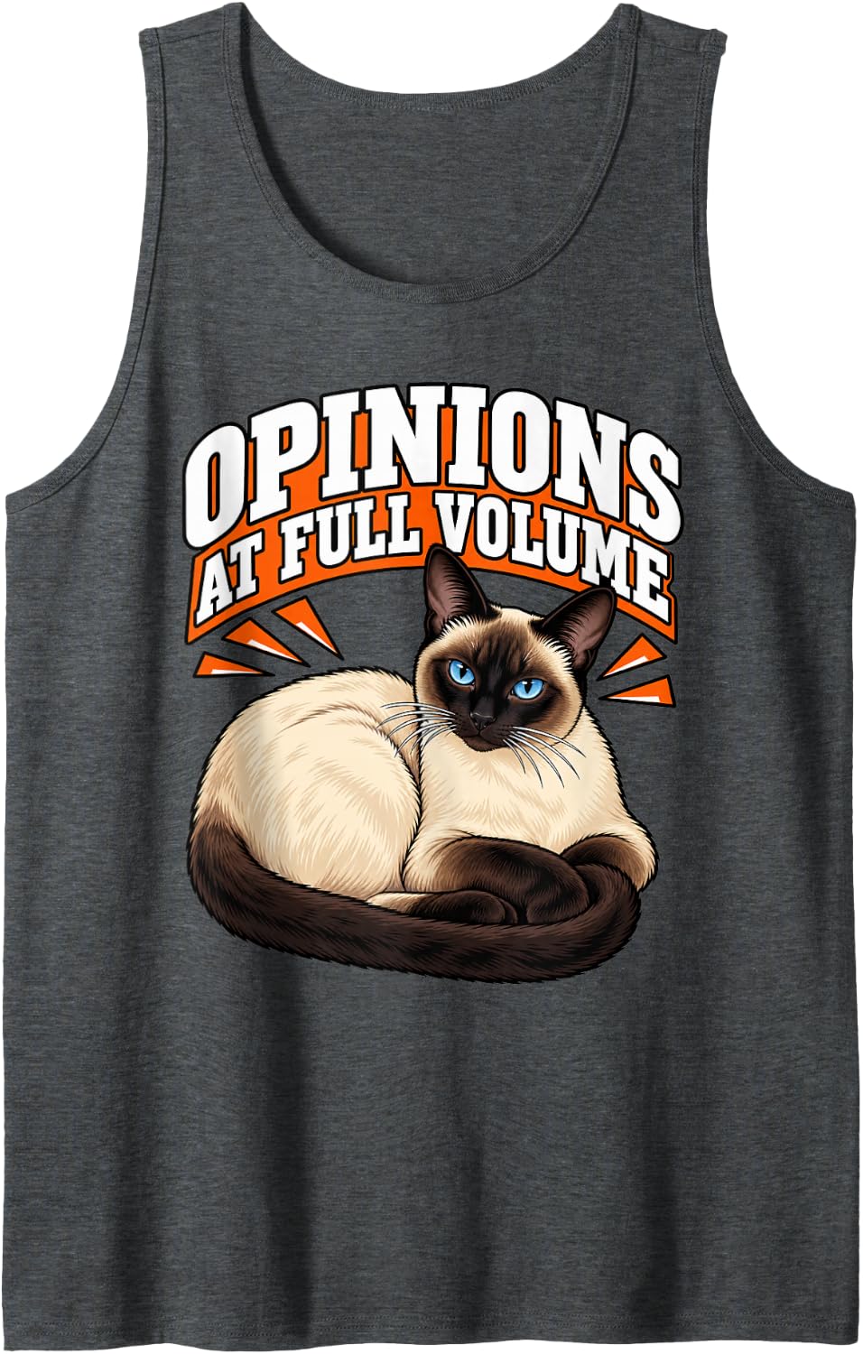 Siamese Cat Opinions At Full Volume Meezer Mom Funny Sleeveless Tank Top - Dark Heather Grey