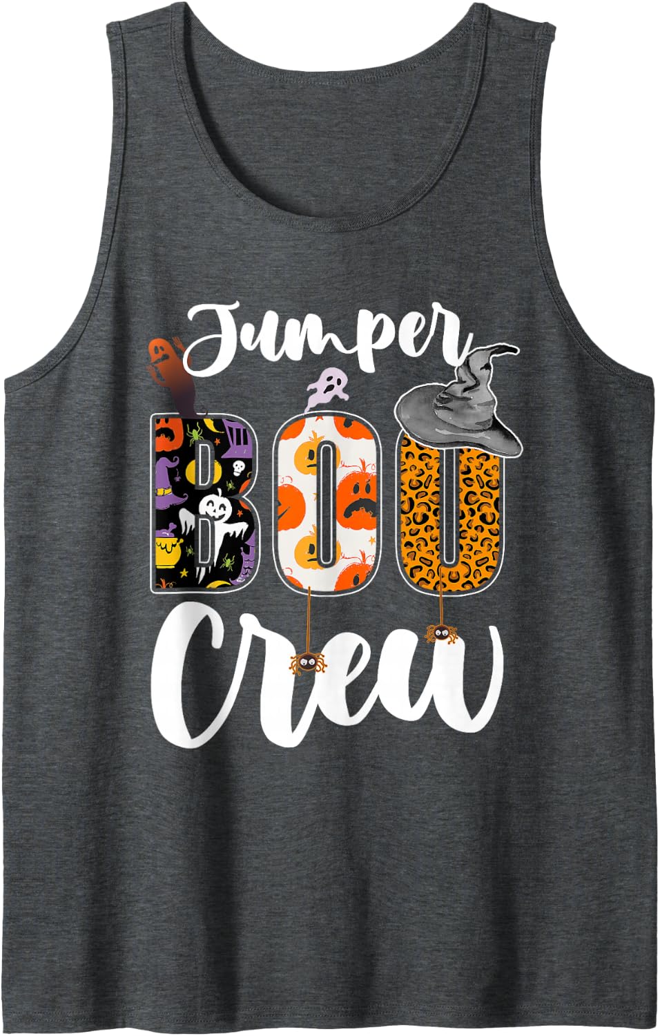 Jumper Boo Crew Halloween Costume Matching Tank Top - Dark Heather Grey