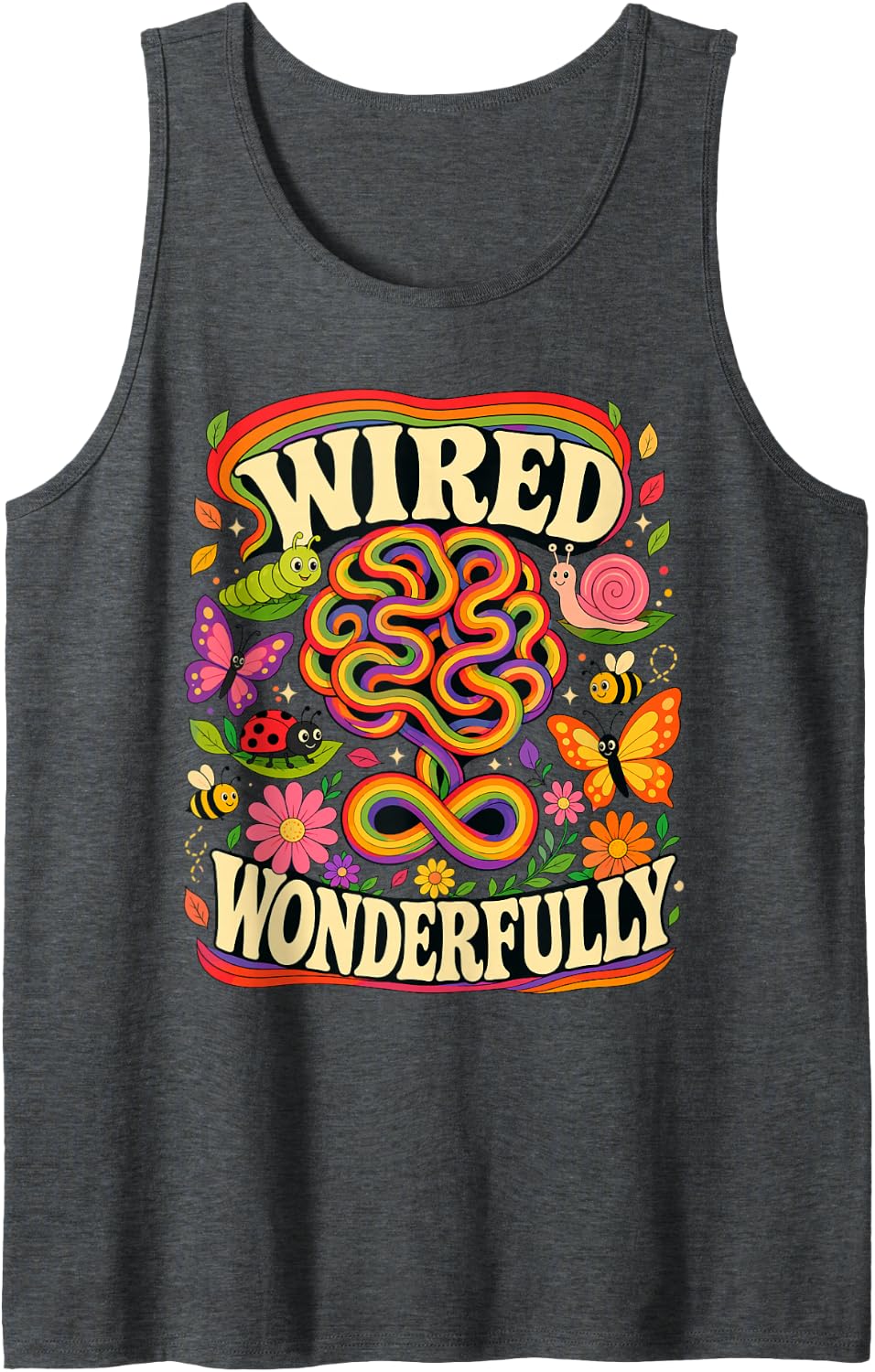 Wired Wonderfully Neurodiversity Sped Teacher Sleeveless Tank Top - Dark Heather Grey
