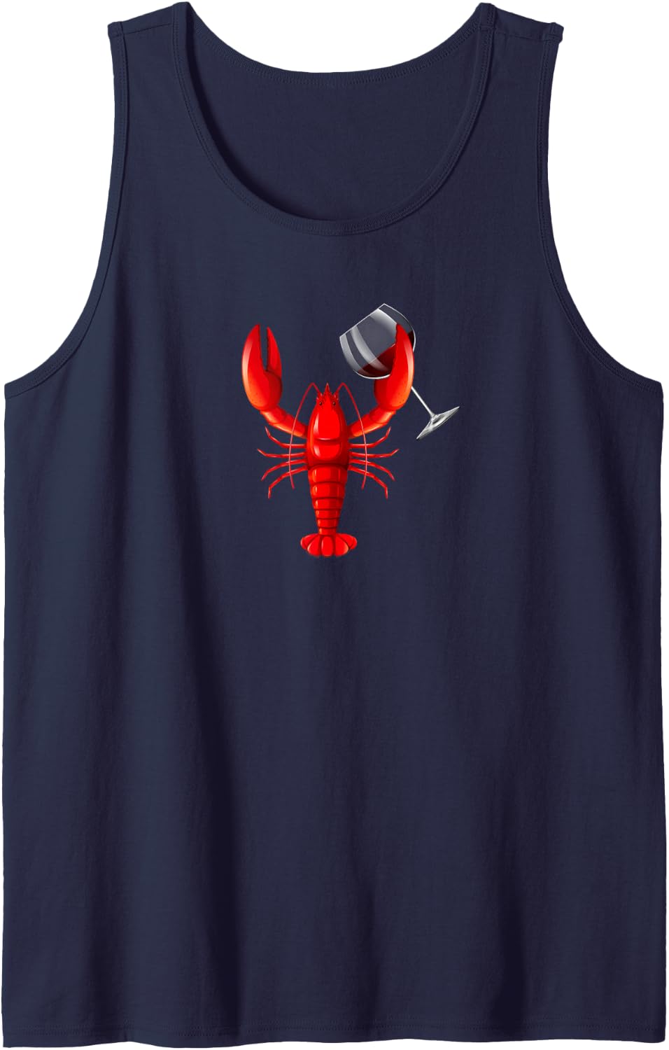 Funny Wine Drinking Lobster Red Crawfish Wine Lovers Gift Tank Top - Navy Blue