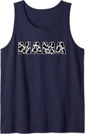 Cute Mama Cow Mom Animal Pattern Cow Lover Women Tank Top - Navy Blue