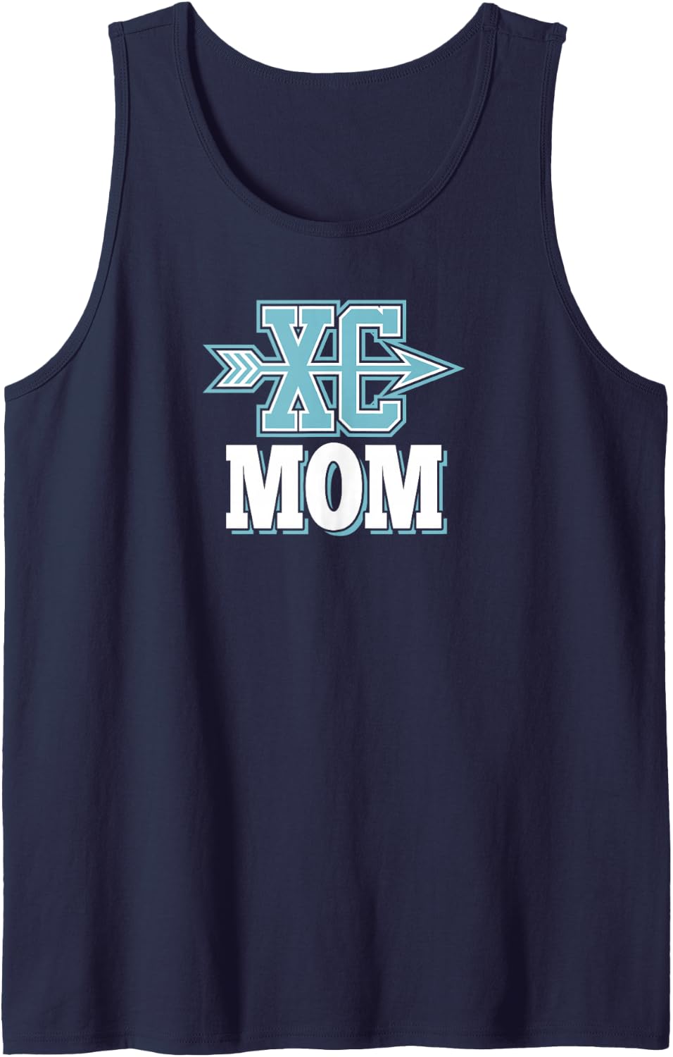 XC Mom Running Arrow College Cross Country Team Sleeveless Tank Top - Navy Blue