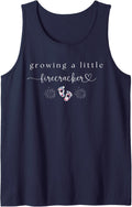 Retro Growing A Little Firecracker 4th of July Pregnancy Tank Top - Navy Blue