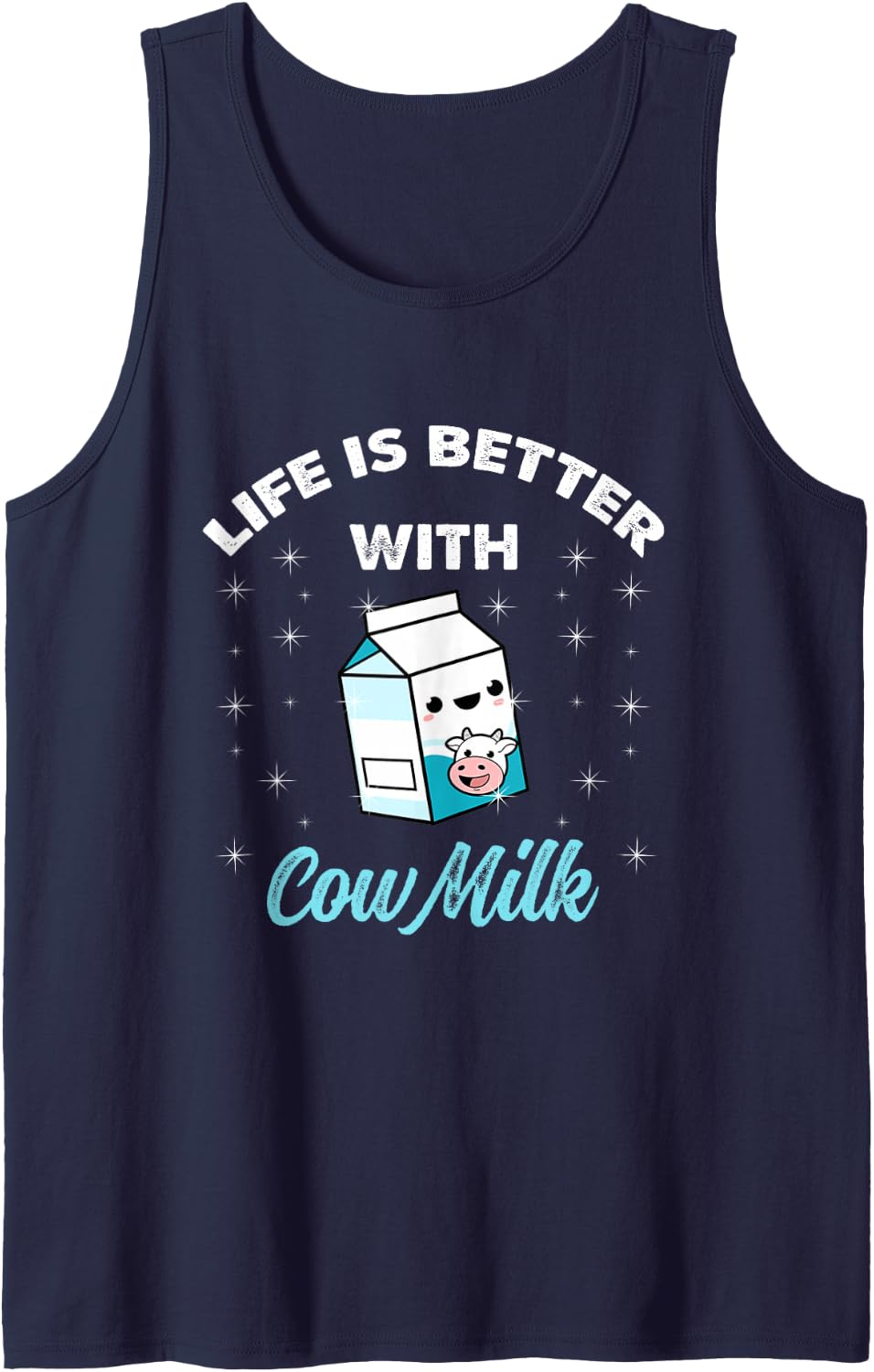 Life is Better with Cow Milk Sleeveless Tank Top - Navy Blue