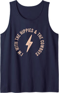 I'm With The Hippies And The Cowboys Tank Top - Navy Blue