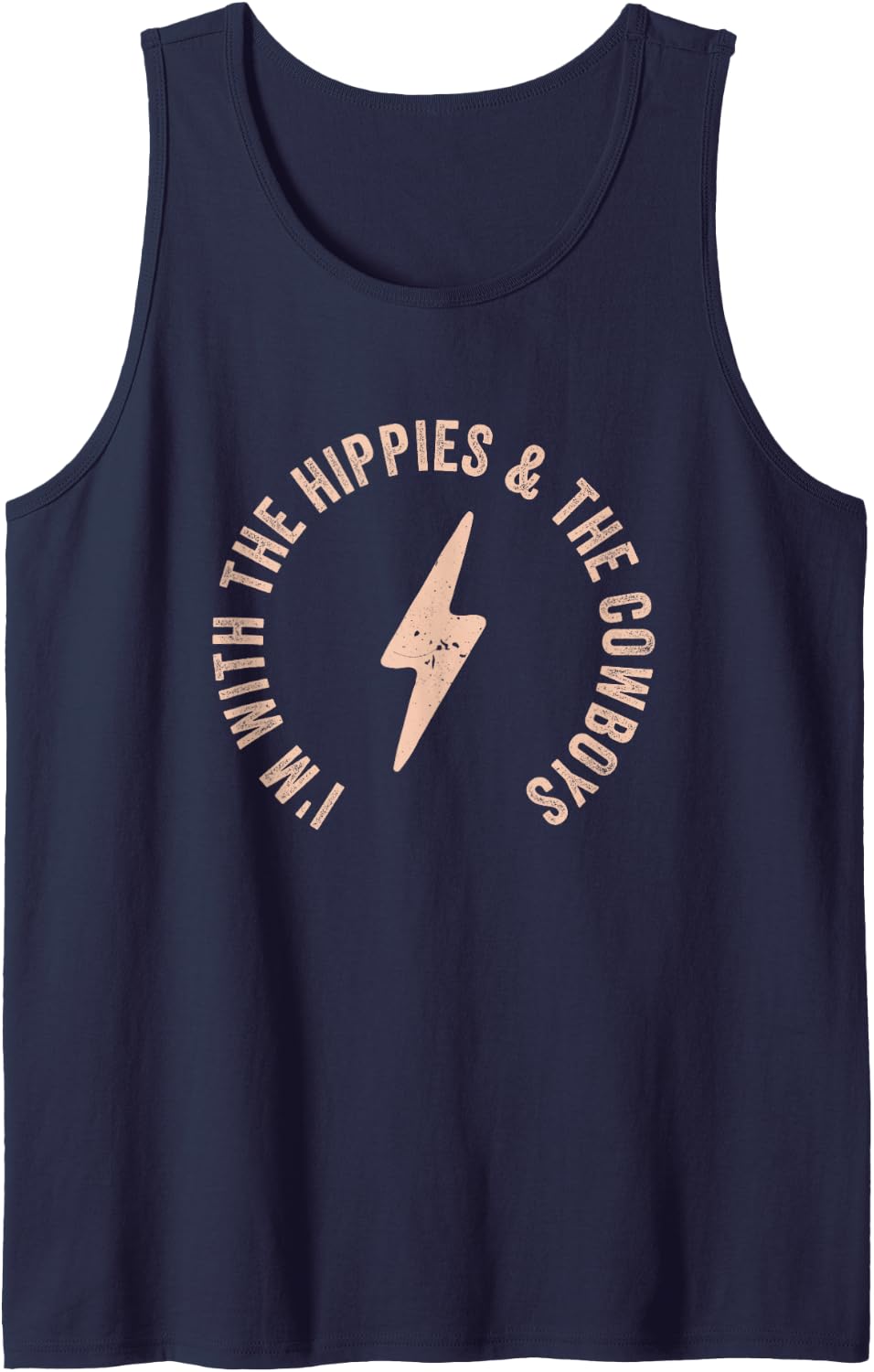 I'm With The Hippies And The Cowboys Tank Top - Navy Blue