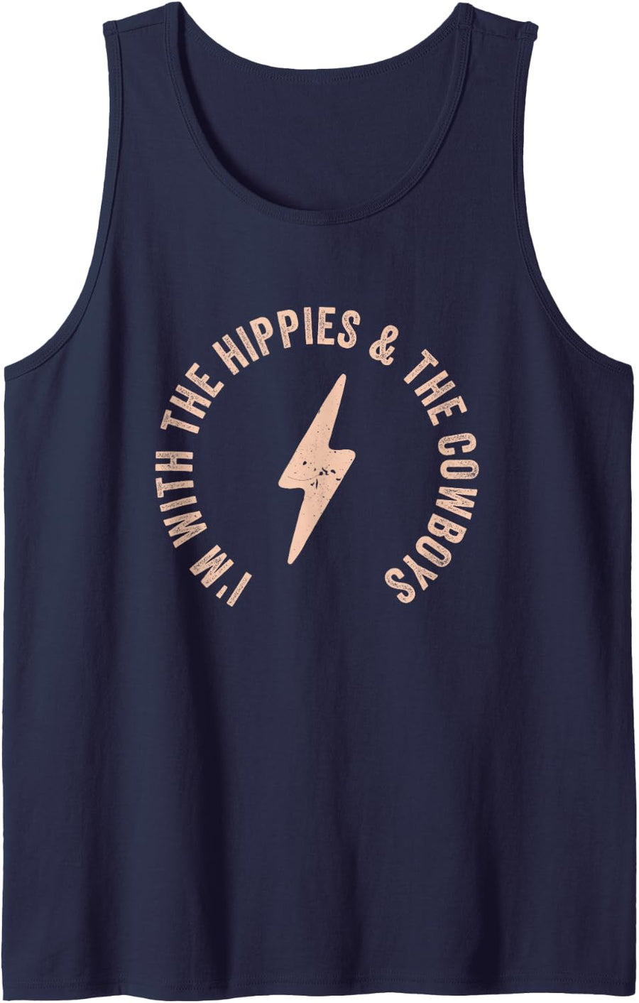 I'm With The Hippies And The Cowboys Tank Top - Navy Blue