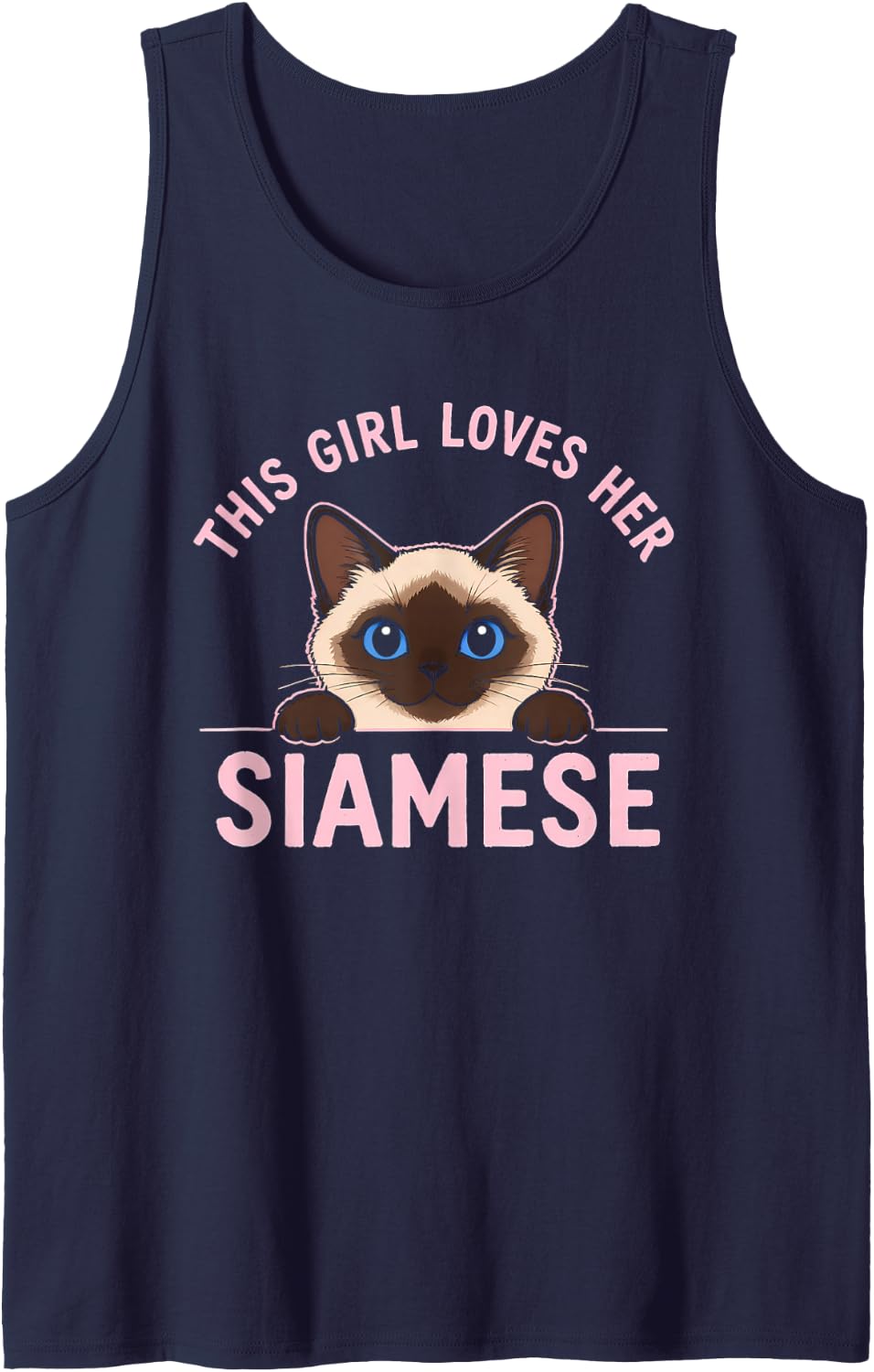 Funny Saying This Girl Loves Her Siamese Sleeveless Tank Top - Navy Blue