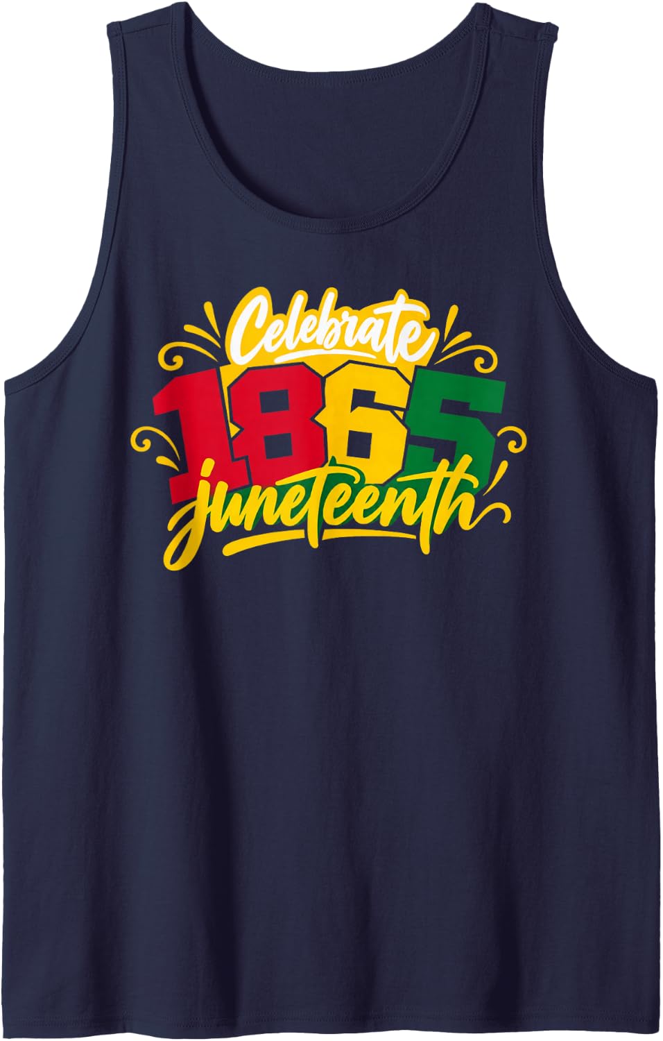 Juneteenth 1865 Celebrate Freedom Slab Numerals Sleeveless Tank Top - Navy Blue