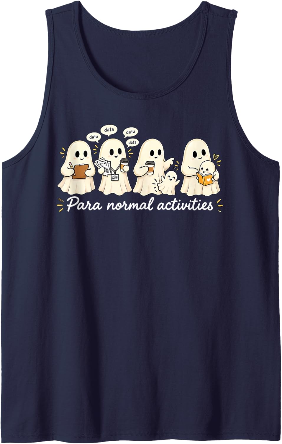 para Normal Activities SPED Teachers Ghost Fall Halloween Sleeveless Tank Top - Navy Blue