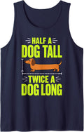 Half A Dog Tall Twice A Dog Long Dachshund Sleeveless Tank Top - Navy Blue