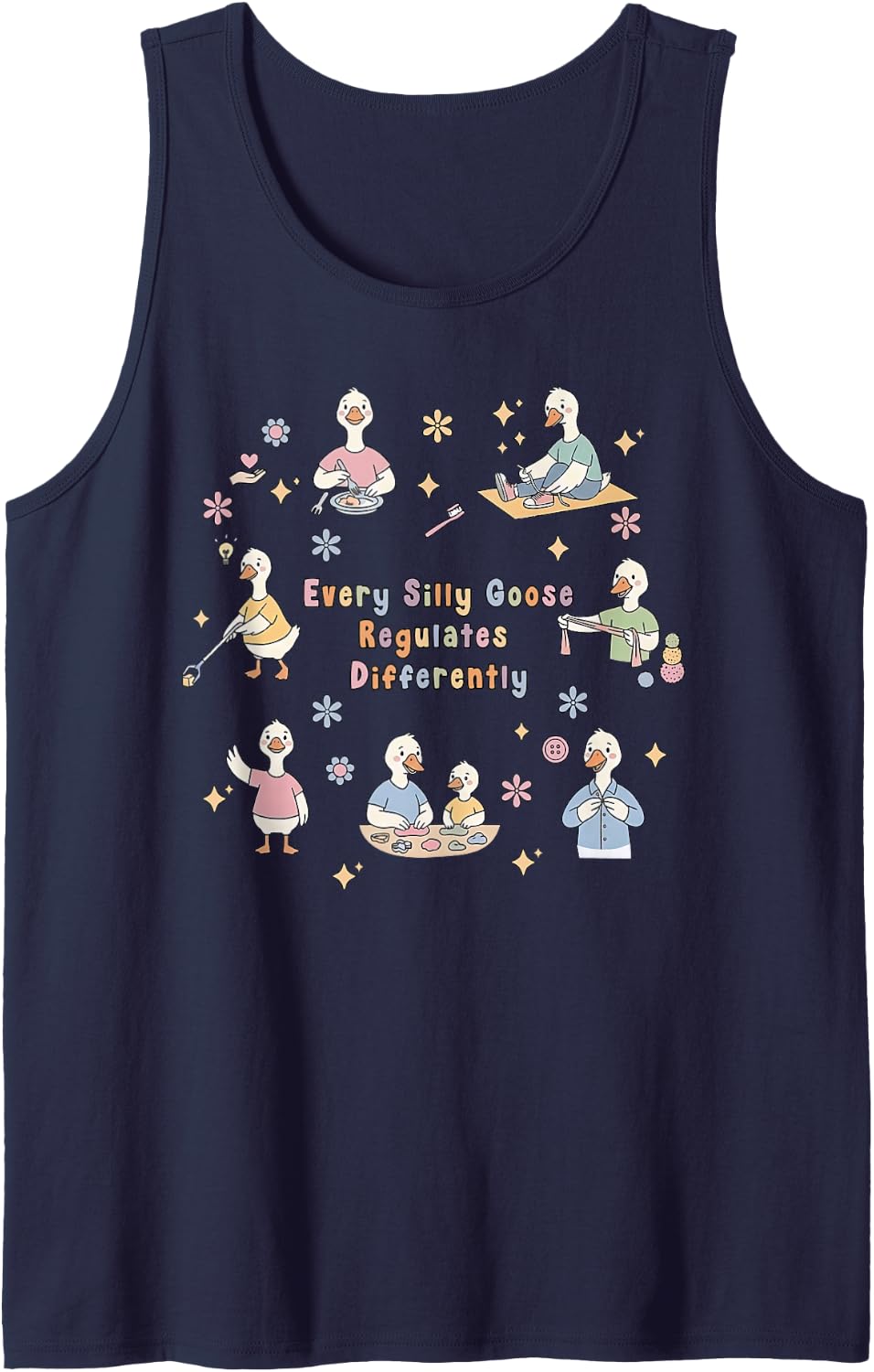 Every Silly Goose Regulates Differently Occupational Therapy Tank Top - Navy Blue
