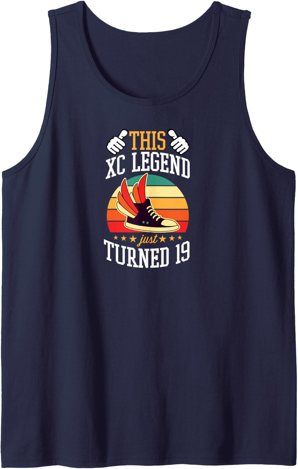 This XC Legend Just Turned 19 Cross Country Theme Birthday Sleeveless Tank Top - Navy Blue
