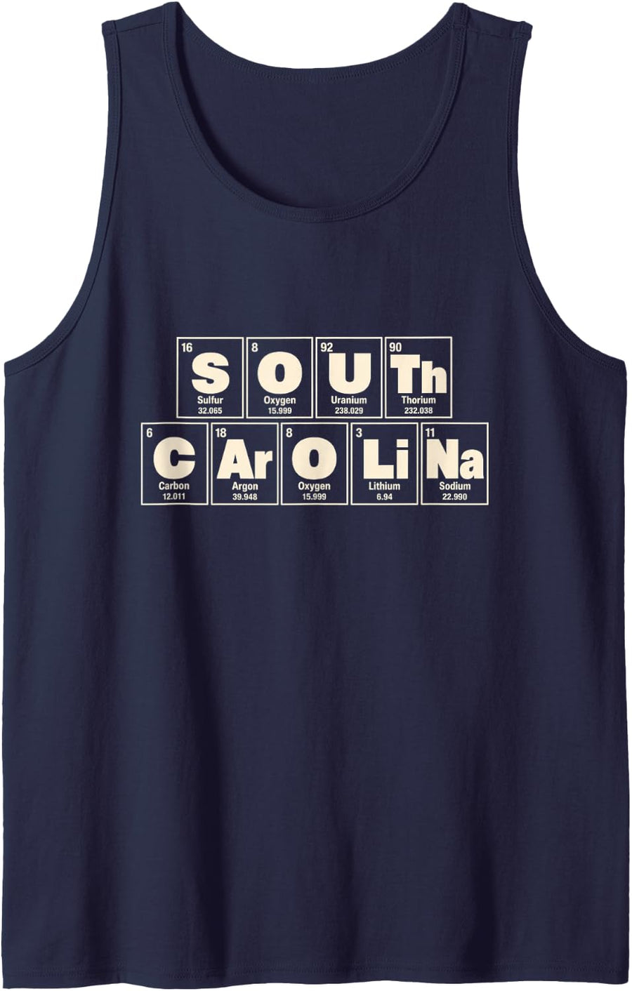 South Carolina Periodic Table Chemistry Science Teacher STEM Sleeveless Tank Top - Navy Blue