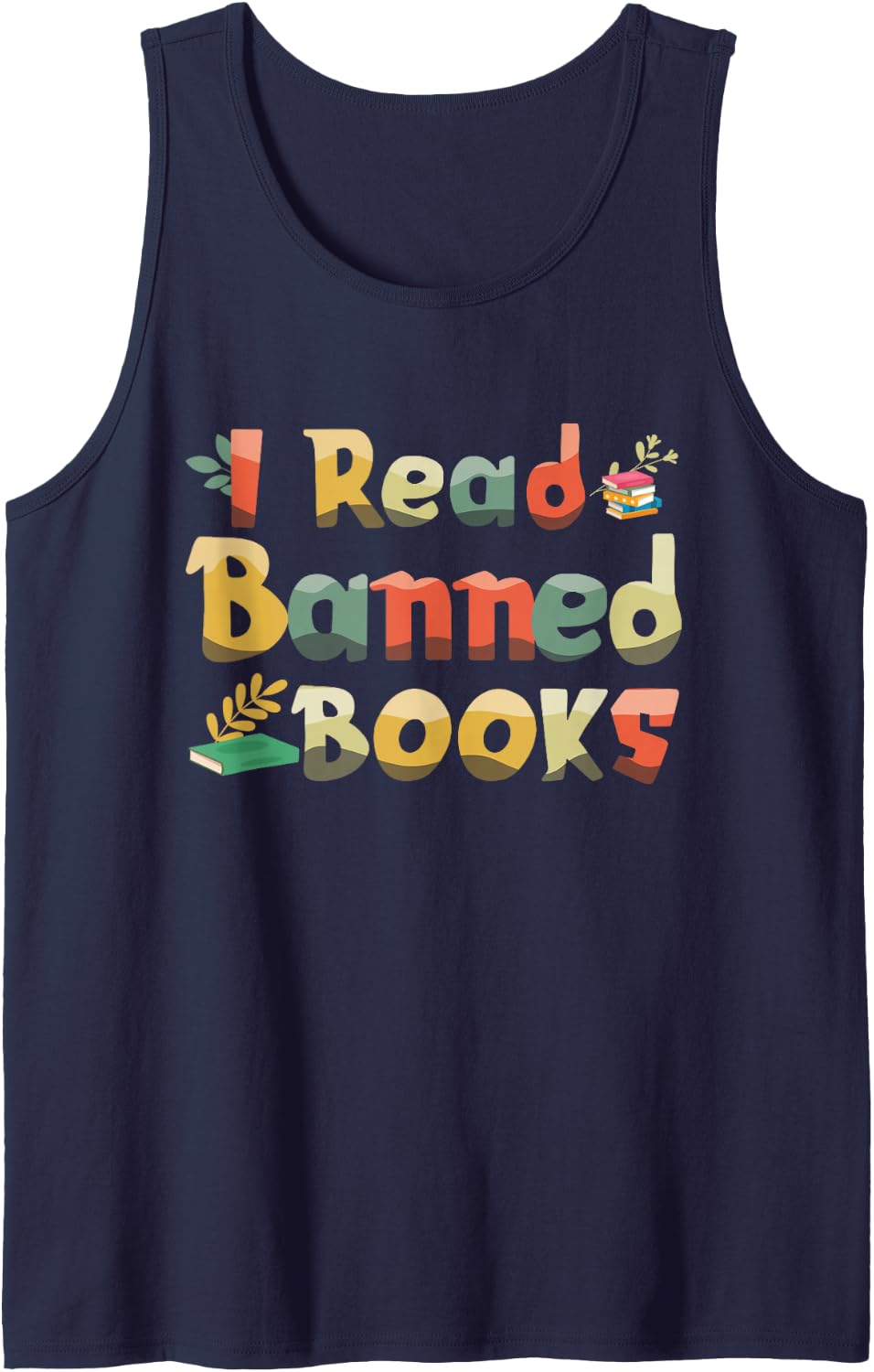 Read Banned Book Vintage Lover Reader Read Books Sleeveless Tank Top - Navy Blue