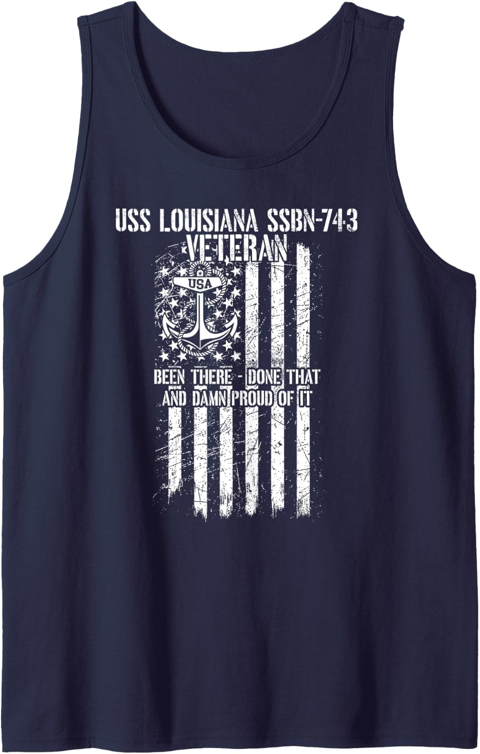 USS Louisiana SSBN-743 Ballistic Missile Submarine Veteran Tank Top - Navy Blue