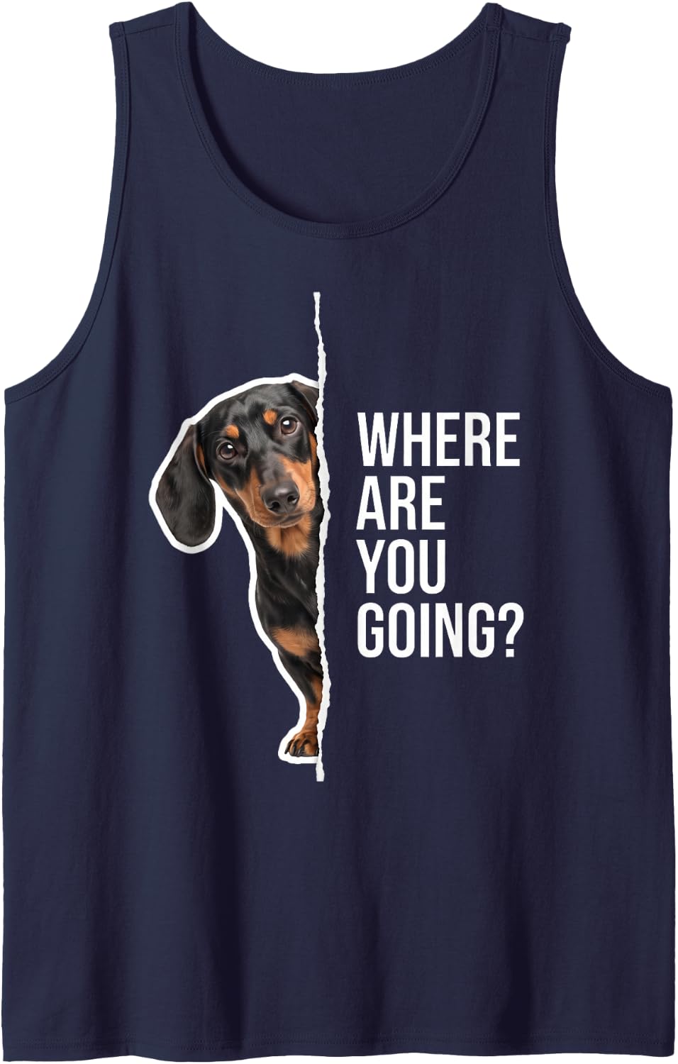 Dachshund Where are You Going Sleeveless Tank Top - Navy Blue