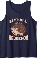 Hedgehog Lover Quills Hedgehogs Animals Pets Sleeveless Tank Top - Navy Blue