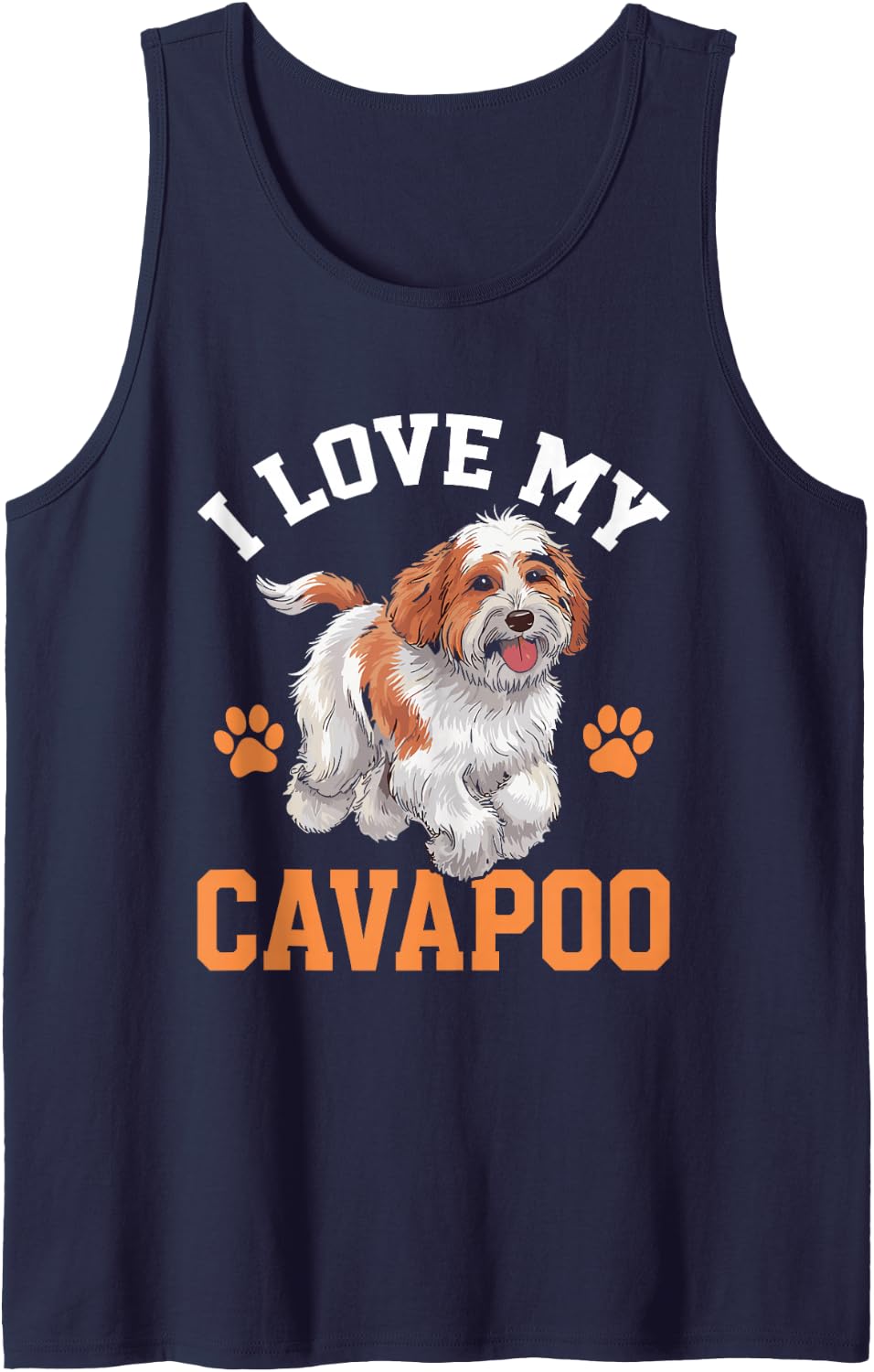 I Love My Cavapoo Funny Cavapoo Dog Sleeveless Tank Top - Navy Blue