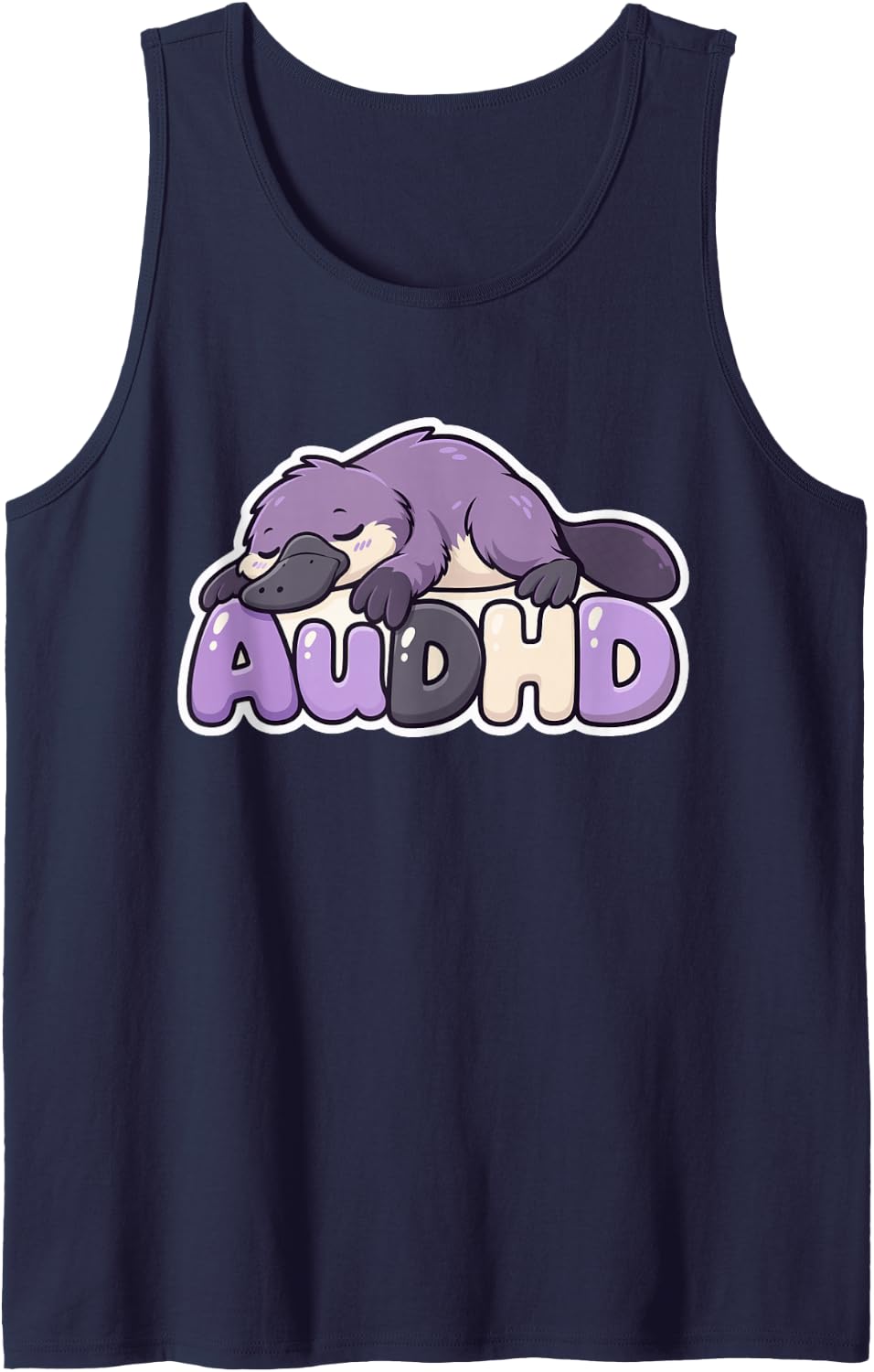 AuDHD Platypus Autism ADHD Neurodivergent Sleeveless Tank Top - Navy Blue