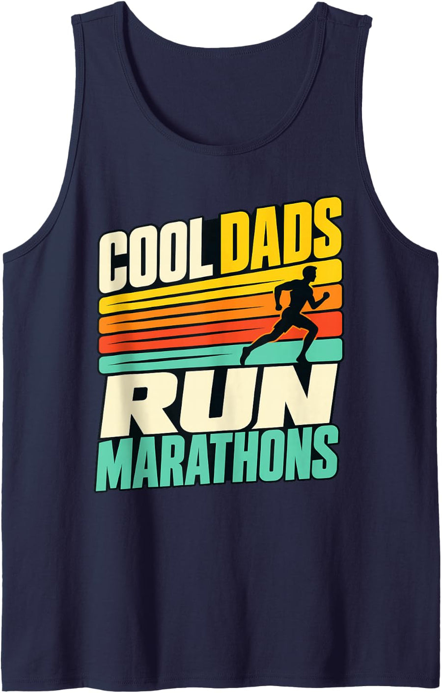 Men's Cool Dads Run Marathons Funny Runner Running Sleeveless Tank Top - Navy Blue