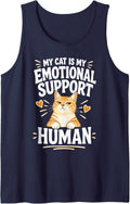 Orange Tabby Cat Cute Kitty Hearts Sleeveless Tank Top - Navy Blue