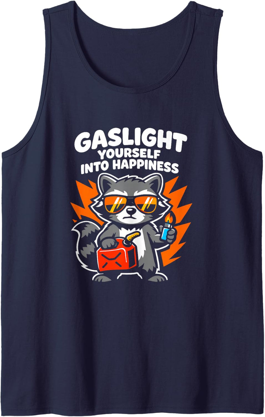 Gaslight Yourself Into Happiness Tank Top - Navy Blue