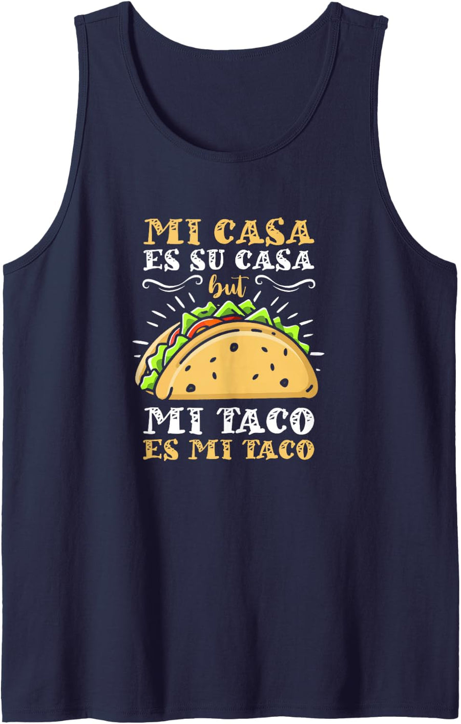 Funny Cinco de Mayo Mi Taco ES Mi Taco Celebration Sleeveless Tank Top - Navy Blue