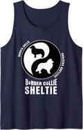 Border Collie-Sheltie Cross Breed Pet Dog Owner Breeder Gear Sleeveless Tank Top - Navy Blue