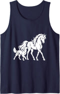 Horse and Dog Friendship, Animal Lover Sleeveless Tank Top - Navy Blue