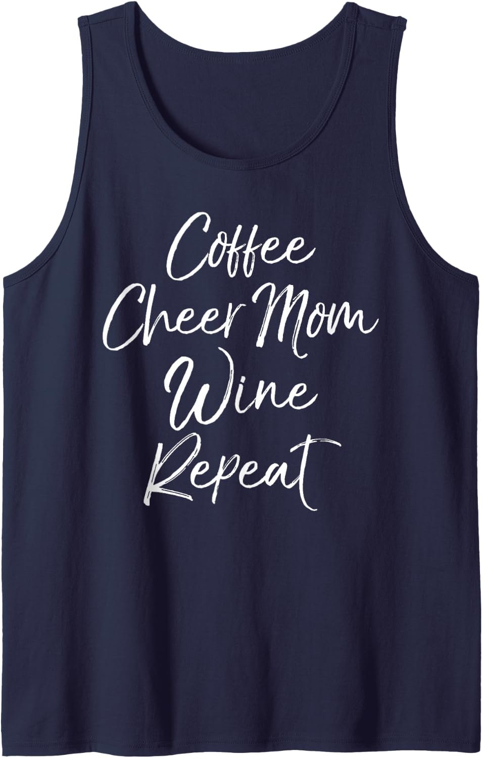 Cute Cheerleader Mother Gift Coffee Cheer Mom Wine Repeat Tank Top - Navy Blue