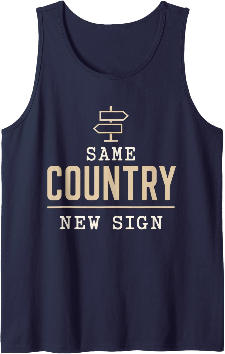 Same Country New Sign Funny Geography Canada Map Humor Sleeveless Tank Top - Navy Blue