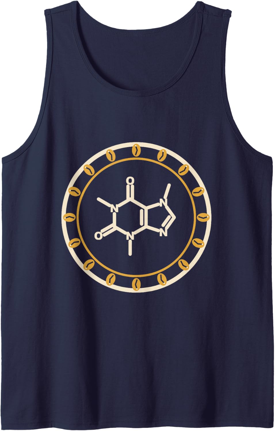 Coffee Molecule Chemistry Coffee Bean Chemist Sleeveless Tank Top - Navy Blue