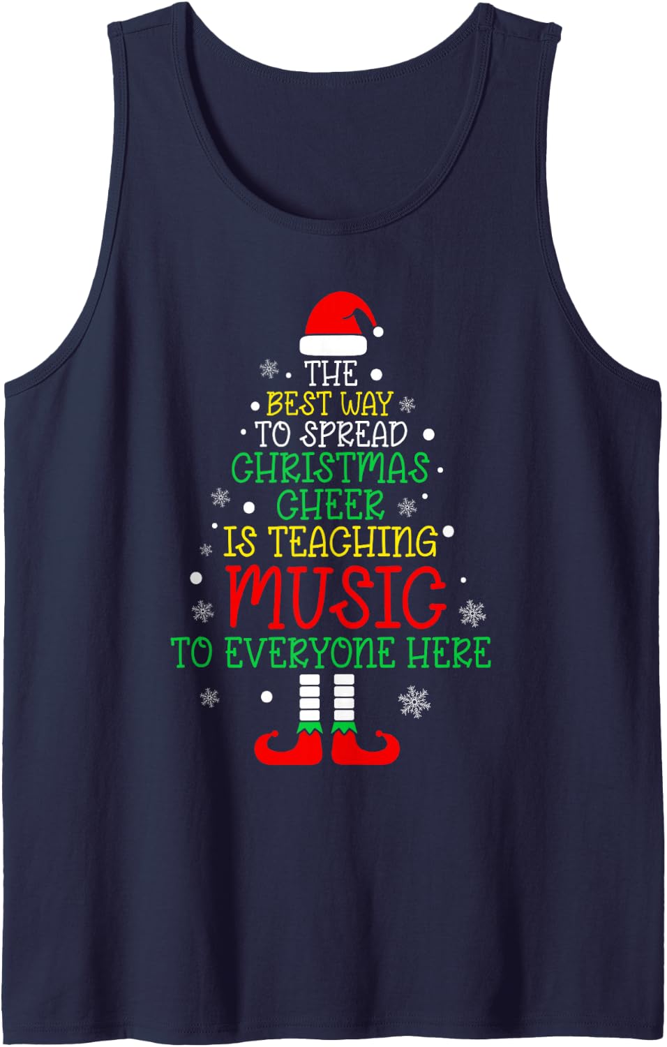 The Best Way to Spread Christmas Cheer is Teaching Music Sleeveless Tank Top - Navy Blue