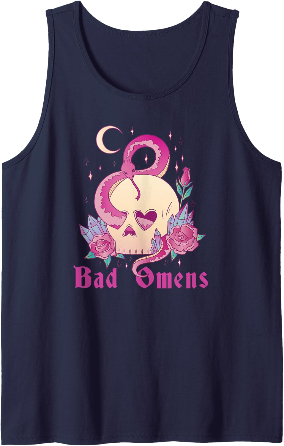 Bad Omens Snake And Skull Grunge Goth Women's Bad Omens Tank Top - Navy Blue