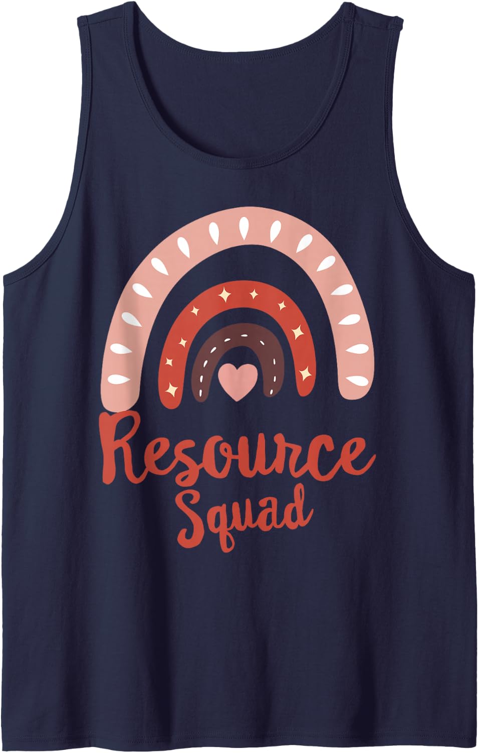 Matching Resource Squad Teacher Love Teach Inspire Team Crew Sleeveless Tank Top - Navy Blue