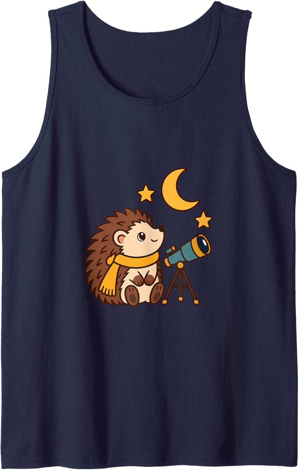 Hedgehog at the Observatory Astronomy and Stargazing Design Sleeveless Tank Top - Navy Blue
