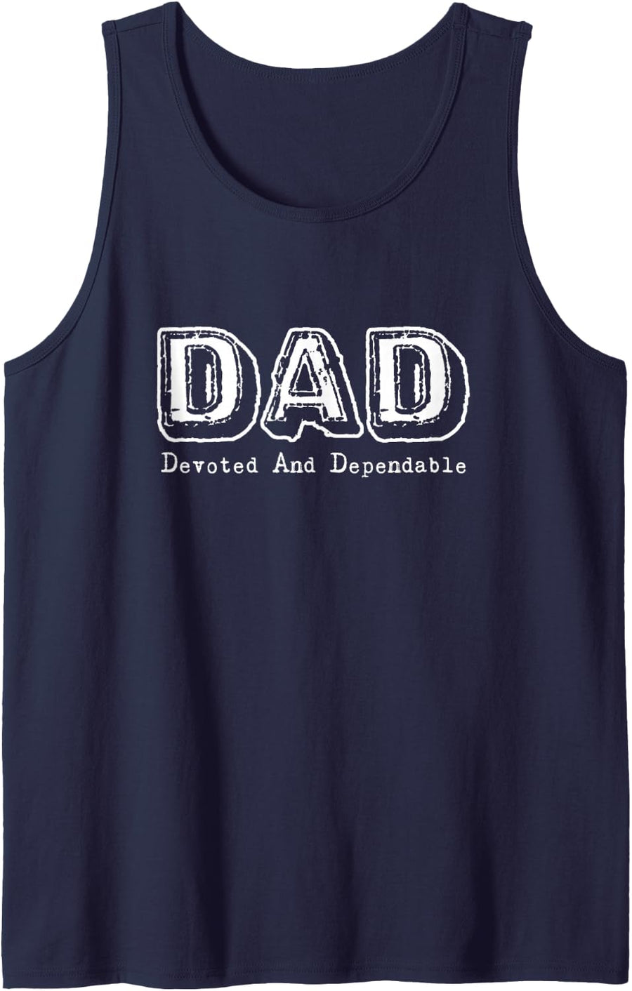DAD Devoted and Dependable Acronym Letter Print Father's Day Sleeveless Tank Top - Navy Blue
