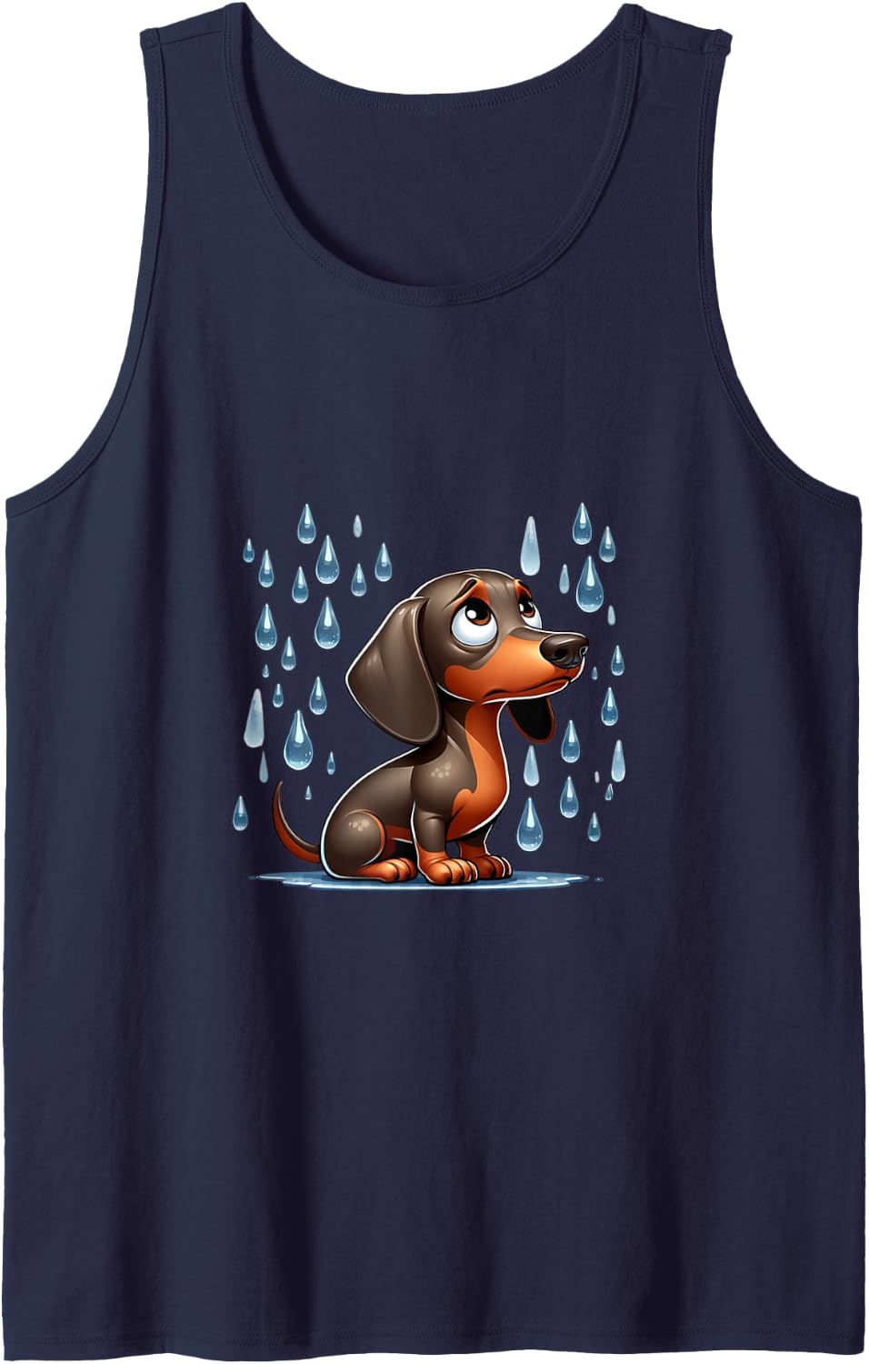 Dachshund This sad Dog Hates the rain Sleeveless Tank Top - Navy Blue